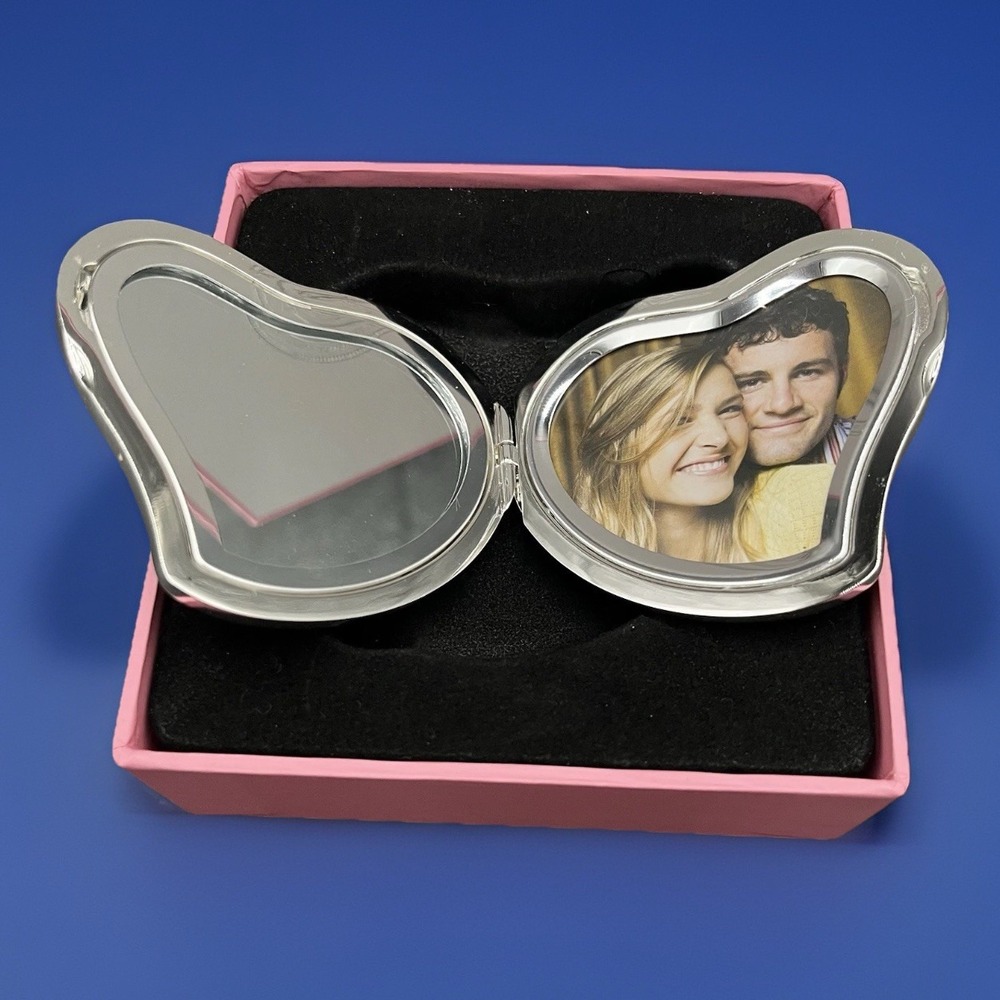 Vtg Things Remembered Heart Compact Mirror For Purse Silver NIB Mothers Day Gift